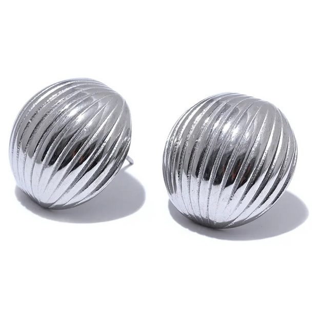 Round Texture Stud Earrings