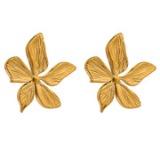 Golden Flower Stud Earrings