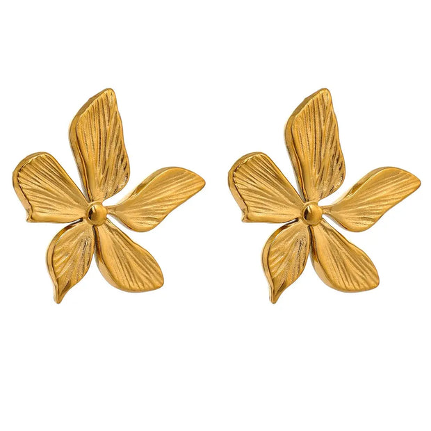 Golden Flower Stud Earrings