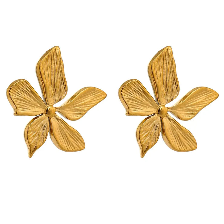 Golden Flower Stud Earrings