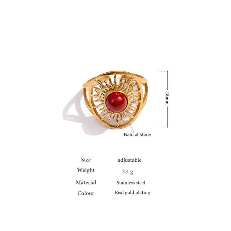 Red Natural Stone Ring