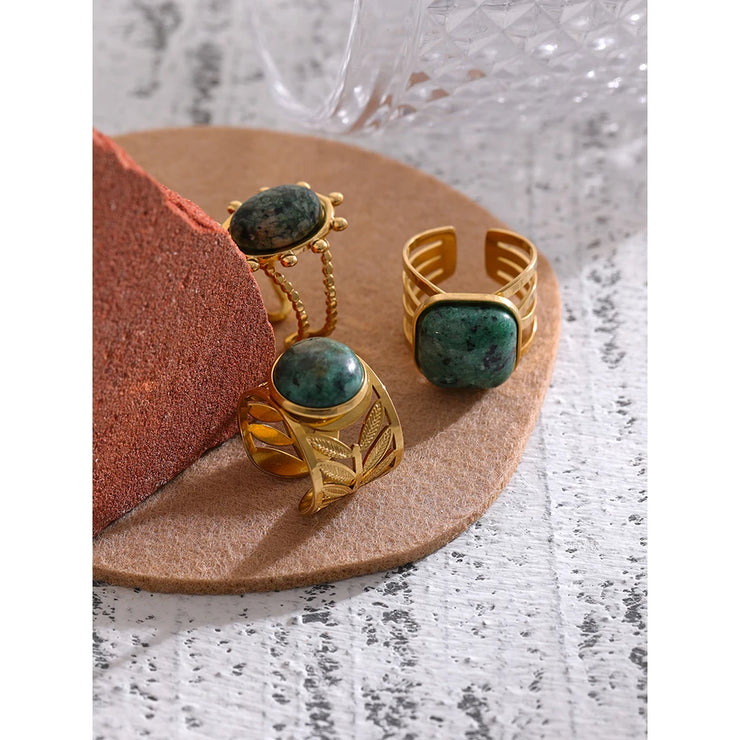 Green Natural Turquoise Opening Ring