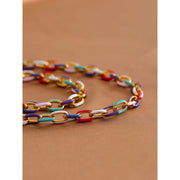 Rainbow Enamel Chain Necklace Bracelet Set