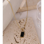 Black White Enamel Shell Pendant Necklace