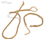 18 K PVD Plated Necklace Bracelet Set