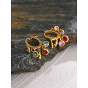 Colorful Zirconia Gold Hoop Earrings