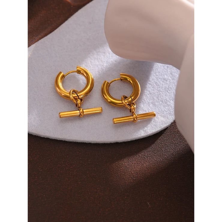 Golden Geometric Huggie Earrings