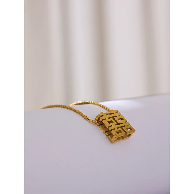 Lucky Chinese Character Pendant Necklace