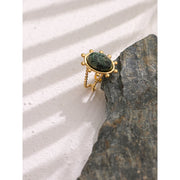 Green African Turquoise Stone Ring