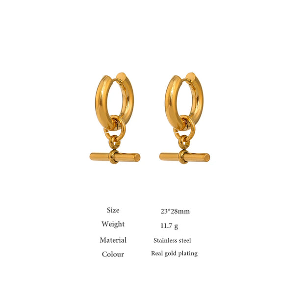 Golden Geometric Huggie Earrings