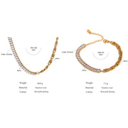 Cubic Zirconia Clavicle Chain Necklace Bracelet