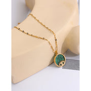 Green Stone Eye Pendant Necklace