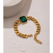 Green Crystal Thick Chain Bracelet