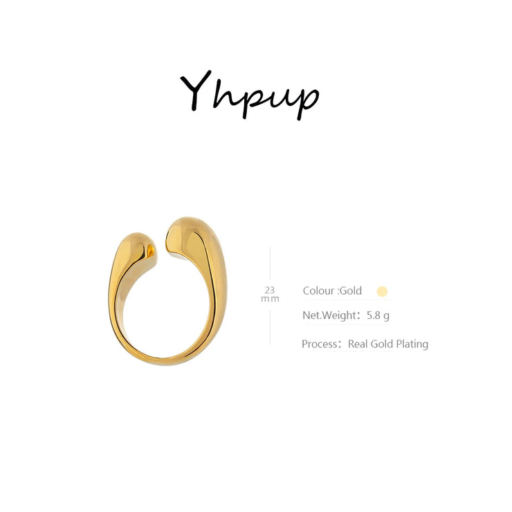 Golden Metal Finger Geometric Open Ring