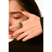 Temperament Green Natural Stone Opening Rings