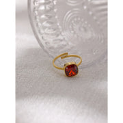 Temperament Glass Crystal Adjustable Ring