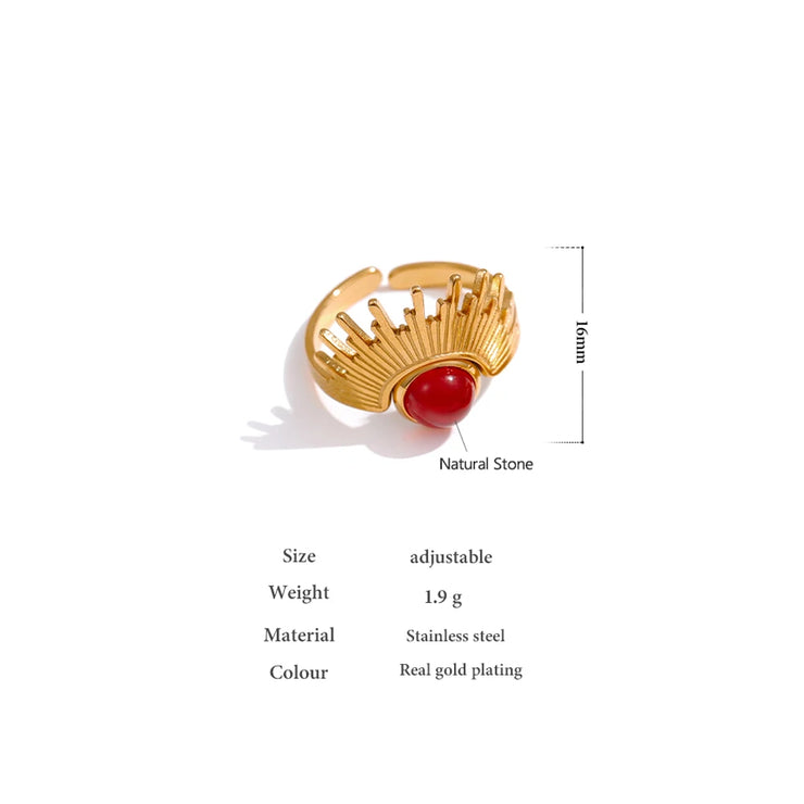 Red Natural Stone Opening Finger Ring