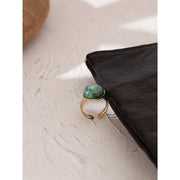 Temperament Green Natural Stone Opening Rings