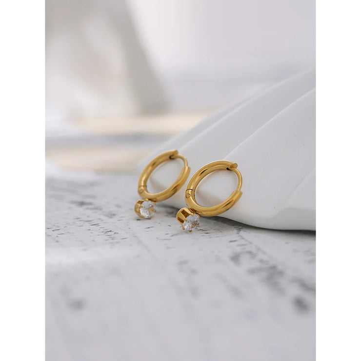 Minimalist Zircon Hoop Earrings