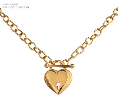 Heart Lock Pendant Necklace