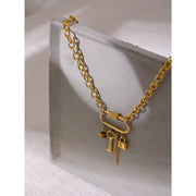 Crystal Lock & Key Pendant Necklace