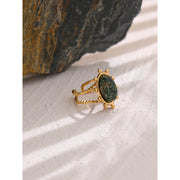 Green African Turquoise Stone Ring