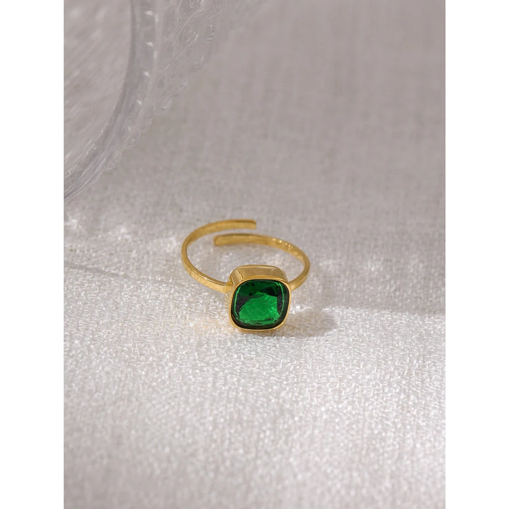 Temperament Glass Crystal Adjustable Ring