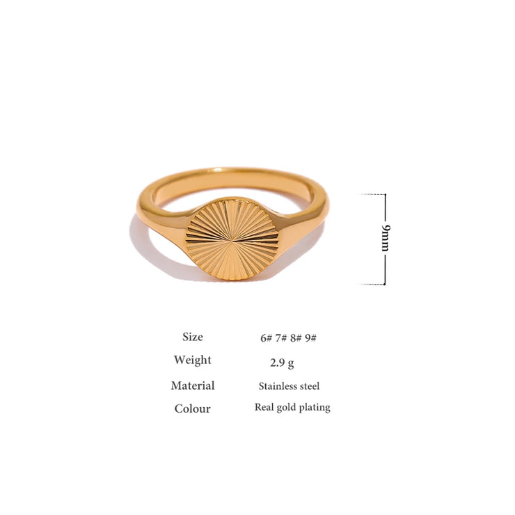 Metal Texture Golden Geometric Ring