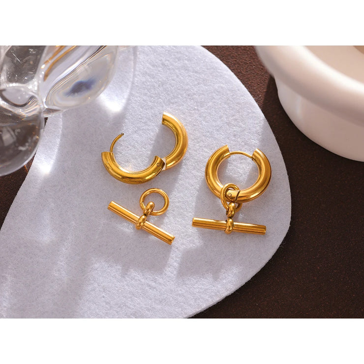 Golden Geometric Huggie Earrings