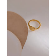 Metal Texture Golden Geometric Ring