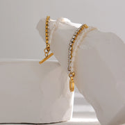 Zirconia Layered Pearl Bracelet