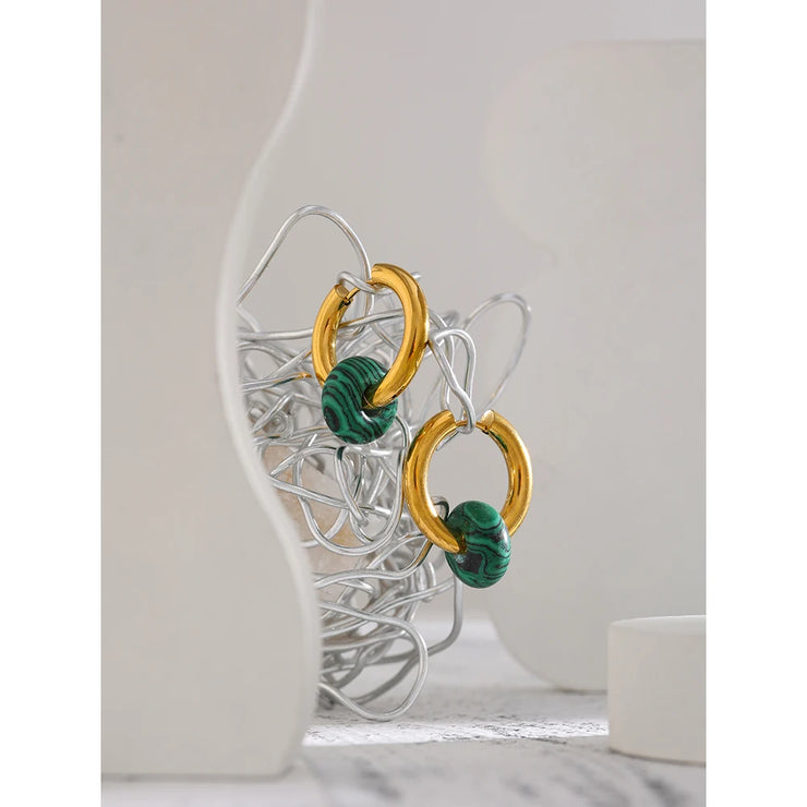 Natural Stone Hoop Earrings