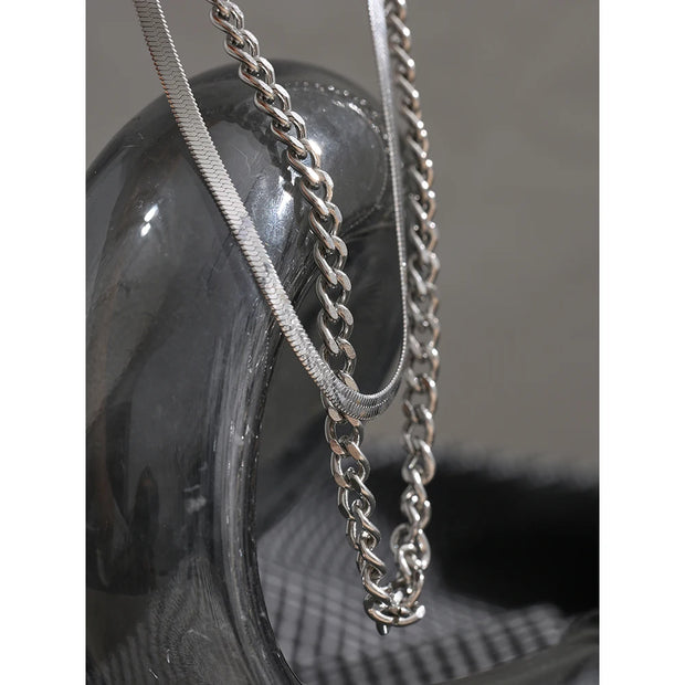 Stainless Steel Layered Chain Necklace