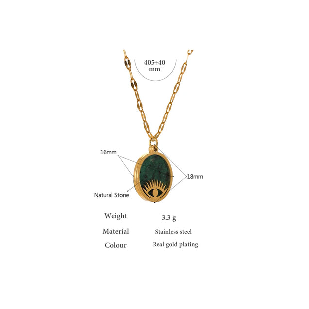 Green Stone Eye Pendant Necklace