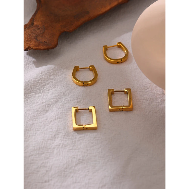 Square Golden Hoop Earrings