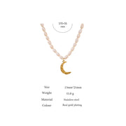 Moon Pendant Pearl Necklace