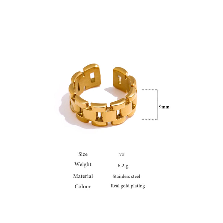 Metal Golden Chain Ring