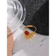 Red Natural Stone Opening Finger Ring