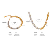 Cubic Zirconia Clavicle Chain Necklace Bracelet