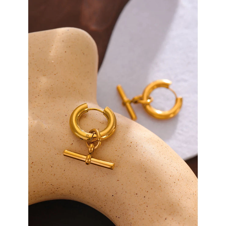 Golden Geometric Huggie Earrings