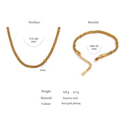 18 K PVD Plated Necklace Bracelet Set