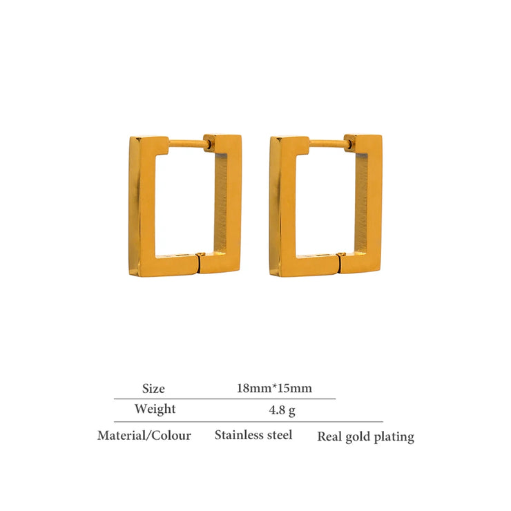 Square Golden Hoop Earrings