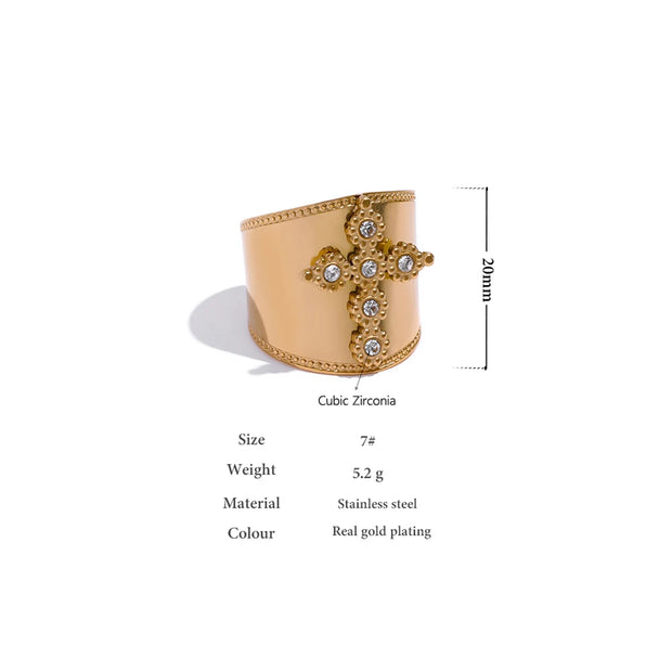 Cubic Zirconia Cross Ring