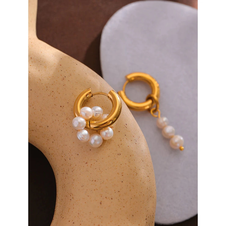 Asymmetry Pearl Dangle Earrings