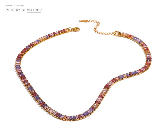 Colorful CZ Chain Necklace