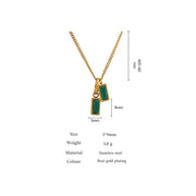 Stainless Steel Green Cubic Zirconia Pendant Necklace