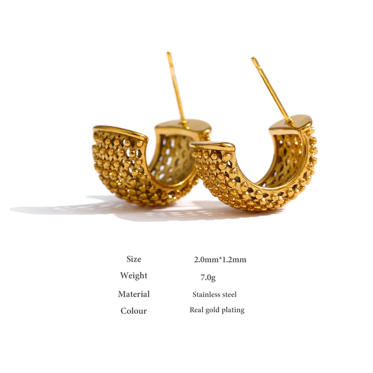 Golden Geometric Stud Earrings