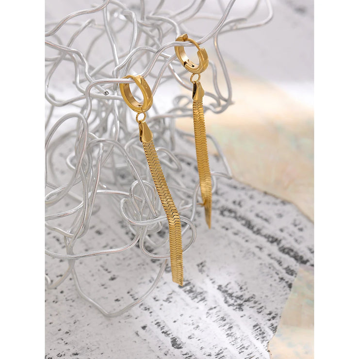 Temperament Golden Tassel Drop Earrings