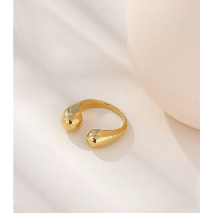 Golden Metal Finger Geometric Open Ring