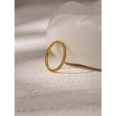 Golden Cubic Zircon Ring